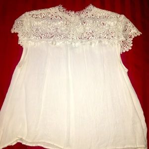 White Top Lace Neck